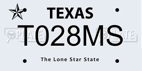 T028MS Texas License Plate