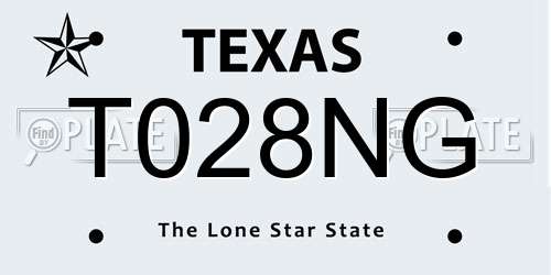 T028NG Texas License Plate