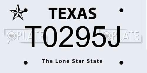 T0295J Texas License Plate