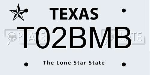 T02BMB Texas License Plate