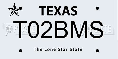 T02BMS Texas License Plate