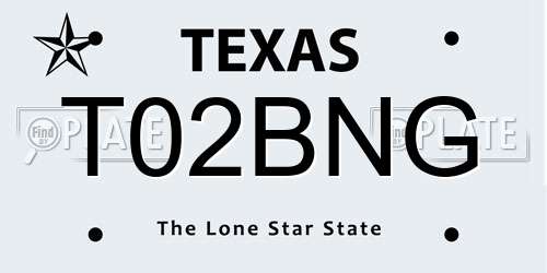 T02BNG Texas License Plate