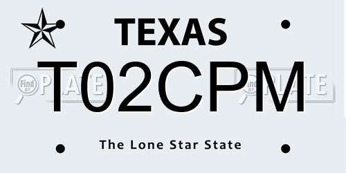 T02CPM Texas License Plate