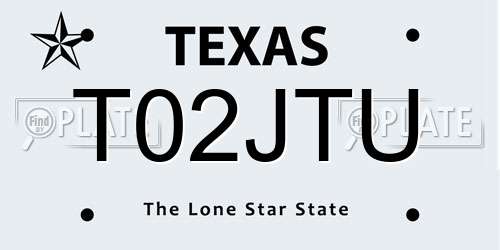 T02JTU Texas License Plate