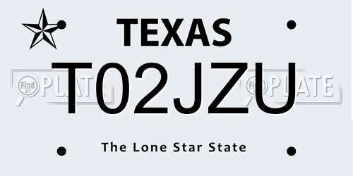 T02JZU Texas License Plate