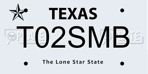 T02SMB Texas License Plate