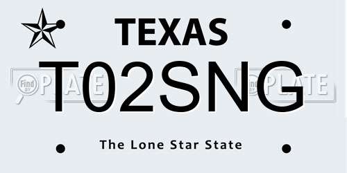 T02SNG Texas License Plate