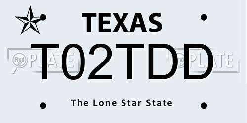 T02TDD Texas License Plate