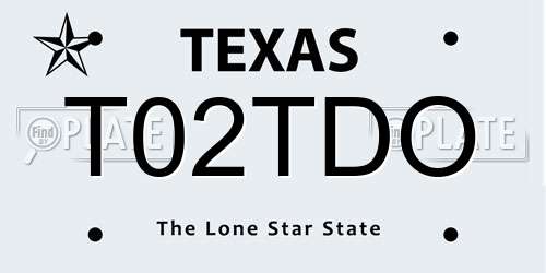 T02TDO Texas License Plate