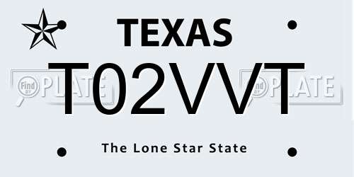 T02VVT Texas License Plate
