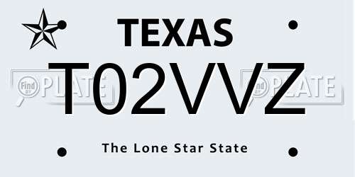 T02VVZ Texas License Plate