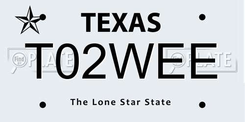 T02WEE Texas License Plate