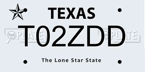 T02ZDD Texas License Plate