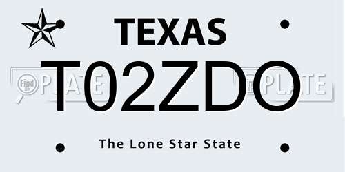 T02ZDO Texas License Plate