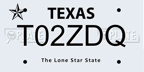 T02ZDQ Texas License Plate