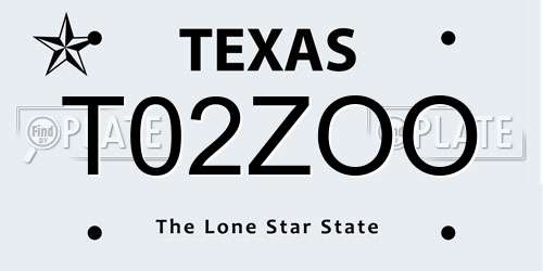 T02ZOO Texas License Plate