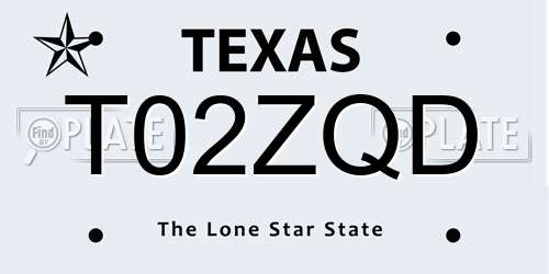 T02ZQD Texas License Plate