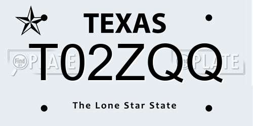 T02ZQQ Texas License Plate
