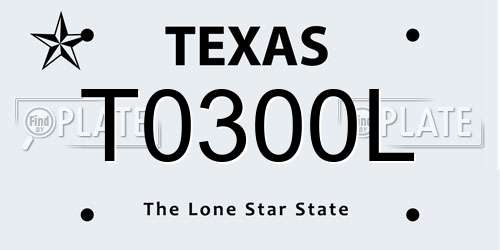 T0300L Texas License Plate