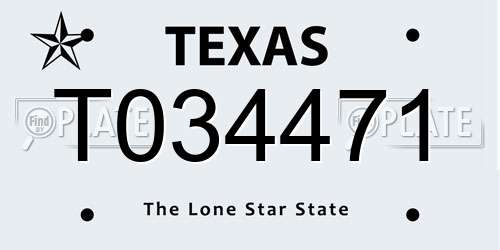T034471 Texas License Plate