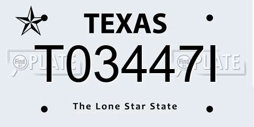 T03447I Texas License Plate