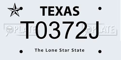 T0372J Texas License Plate
