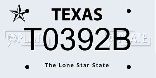 T0392B Texas License Plate