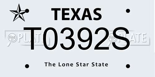 T0392S Texas License Plate