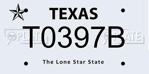 T0397B Texas License Plate