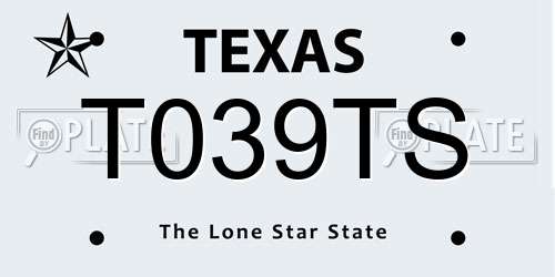 T039TS Texas License Plate