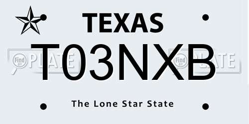 T03NXB Texas License Plate