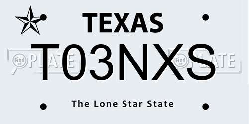 T03NXS Texas License Plate
