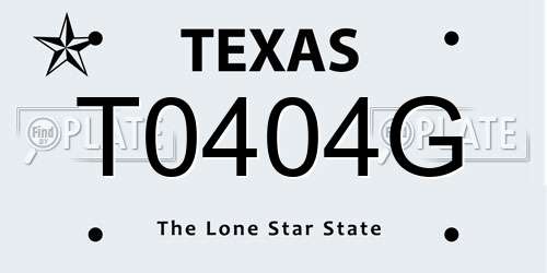 T0404G Texas License Plate