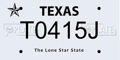 T0415J Texas License Plate