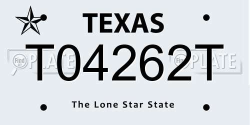 T04262T Texas License Plate