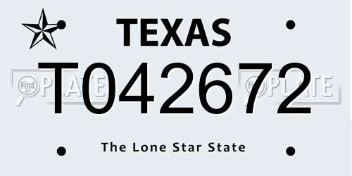 T042672 Texas License Plate