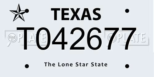T042677 Texas License Plate