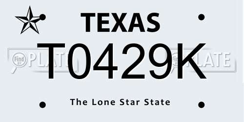 T0429K Texas License Plate