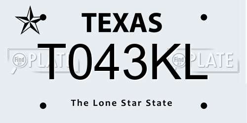 T043KL Texas License Plate