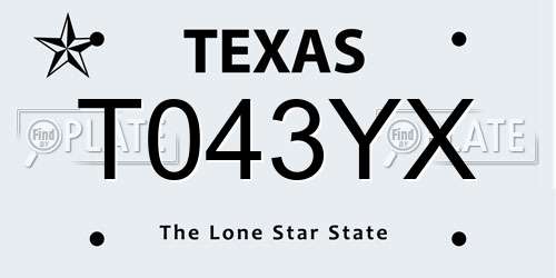 T043YX Texas License Plate