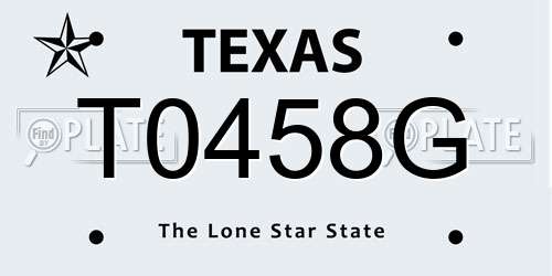 T0458G Texas License Plate