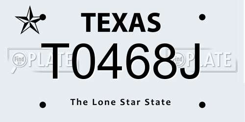 T0468J Texas License Plate
