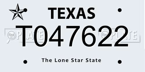 T047622 Texas License Plate
