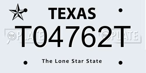 T04762T Texas License Plate