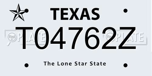 T04762Z Texas License Plate