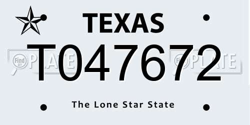 T047672 Texas License Plate