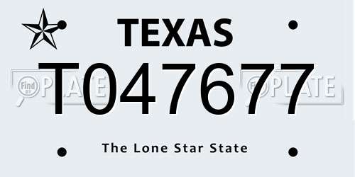 T047677 Texas License Plate