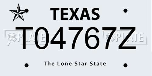 T04767Z Texas License Plate