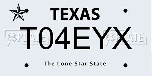T04EYX Texas License Plate