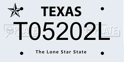 T05202L Texas License Plate